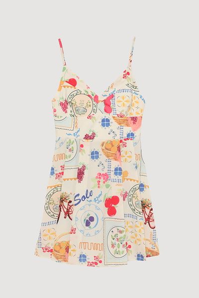 Quzu Rochie mini cu bretele cu imprimeu de dama