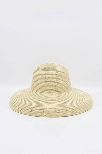Külah Women's Wavy Brim Trend Beige Straw Hat