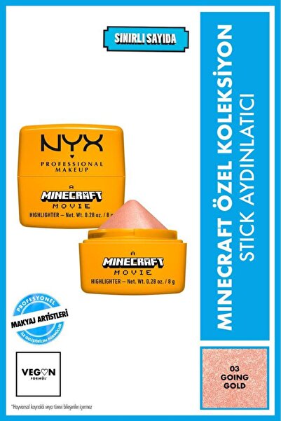 NYX Professional Makeup Minecraft Özel Koleksiyon Stick Aydınlatıcı, Highligh...