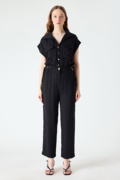 FEVER Minimal toka detaylı elastik bel siyah pantolon