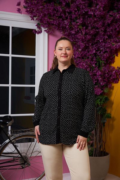 RMG Bürümcük Fabric Large Size Shirt Polka Dot