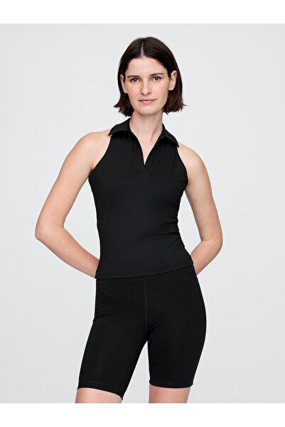 GAP Kadın Siyah GapFit Power Polo Yaka T-Shirt