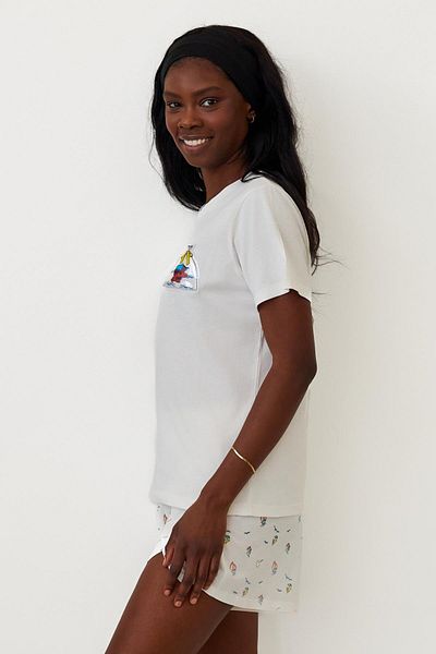 Katia&Bony Set pijama de damă Ecru Seageo Fish Shorts