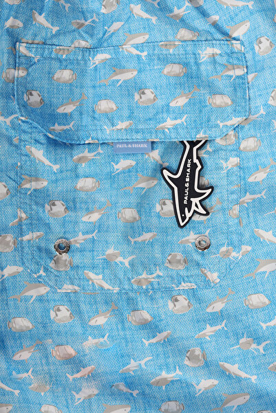 PAUL&SHARK Men's Regular Cut Waist Rope Tie Short Turquoise Swim Shorts 25415046 -N15