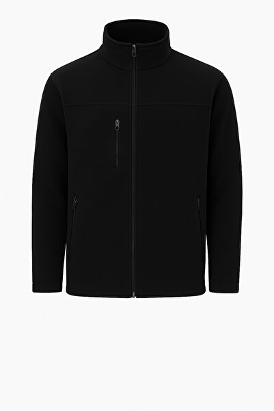 KaeLaurean Men's Black Anti-Pilling Non-Pilling Standard Fit Stand Collar Cold-Proof Fleece