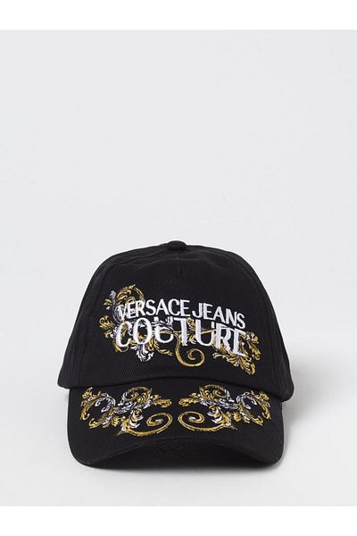 Versace Men's Cotton Adjustable Large Versace Lettering Black Hat 78Yazk17Zg367-899