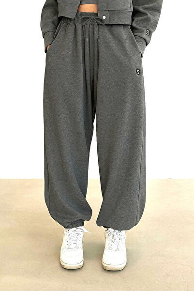 Sun Victoria Kadın Antrasit Iki Iplik Oversize Jogger Eşofman Altı