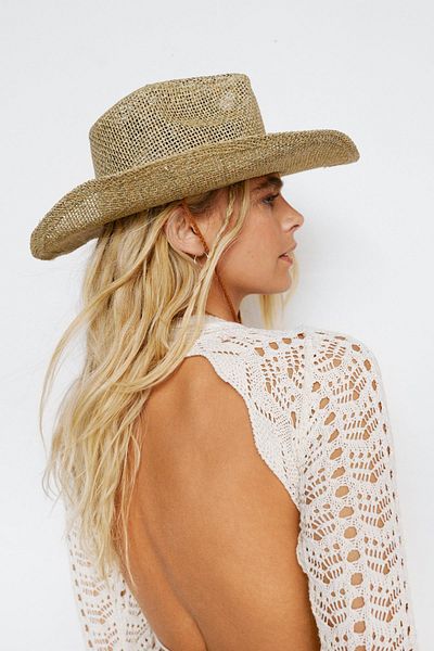 Külah Women's Cowboy Style Straw Travel Vacation Beach Hat