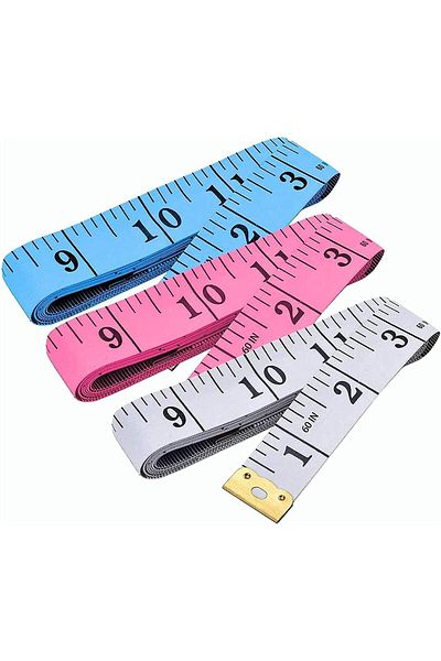 Generic شريط قياس ناعم بمقياس مزدوج 60 بوصة/150 سم، مسطرة قياس كبيرة للخياطة، قماش متعدد الألوان