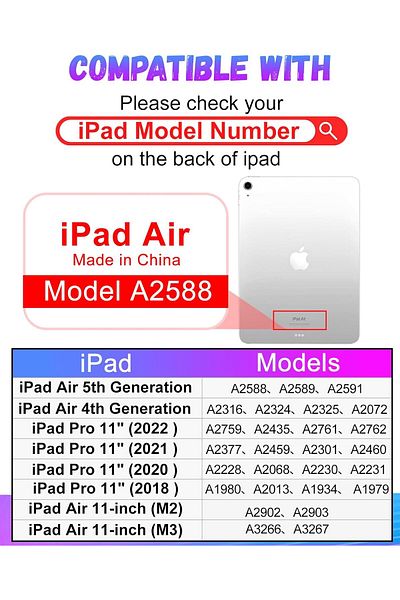 UnDePlus حافظة أطفال متوافقة مع iPad Air M2/M3 الحادية عشرة مع حامل أنيق