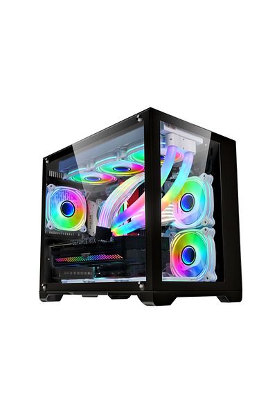 1ST PLAYER Carcasa Gaming 1STPLAYER Megaview MV6, Cube Tower, M-ATX/Mini-ITX, ARGB (Negru)