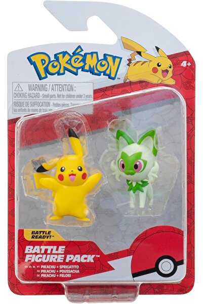 Jazwares مجموعة مجسمات بوكيمون باتل الجيل التاسع - بيكاتشو وسبريجاتيتو PKW3358