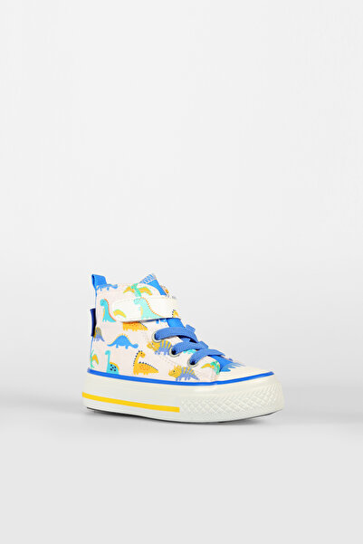 Vicco Island Patterned Baby Boy White/Sax Blue Sneaker