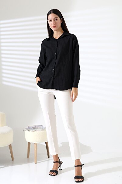 ribana Regular Fit Long Sleeve Durres Textured Women's Cool Feeling Shirt