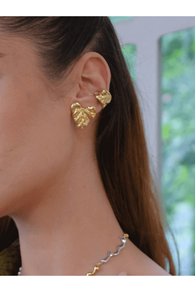 LİNYA JEWELLERY Yora Amorf Kıkırdak Küpe Gold