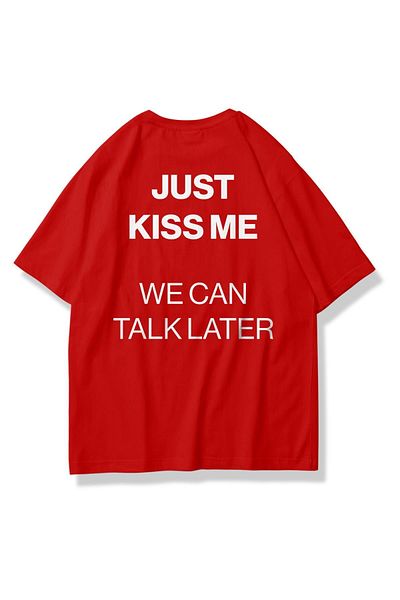 Trendiz Unisex Just Kiss Me Tshirt Κόκκινο