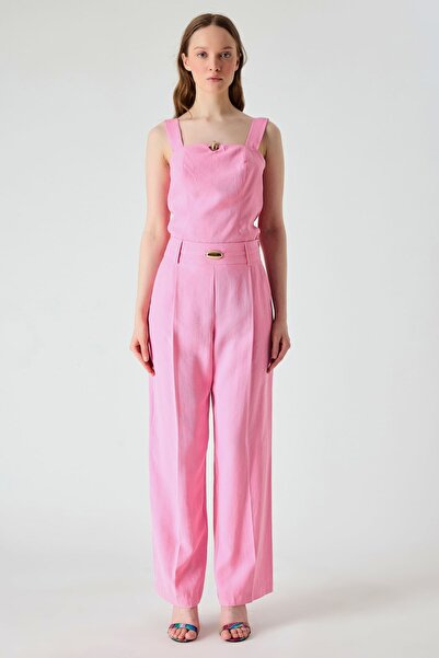 FEVER Gold toka detaylı geniş paça pantolon