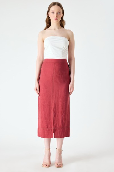 FEVER Kırışık dokulu dikiş detaylı etek