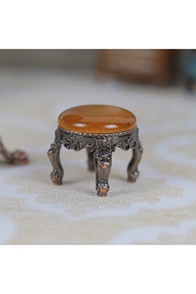 Exe Minyatür mobilya ahşap yuvarlak Ahşap Metal Bebek evi çocuk oyuncakları