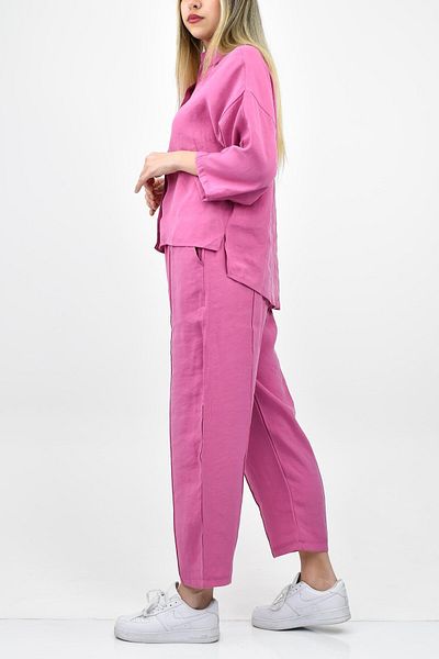 birizmoda Fuchsia Modal Half Sleeve Shirt and Pants Set