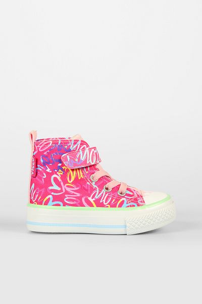 Vicco Island Patterned Girl Preschool Fuchsia Sneaker