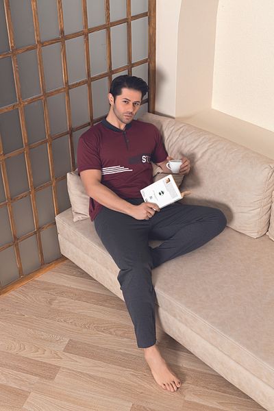 Ayans Pijama Σετ Πυτζάμες Ανδρικό Μονό Βαμβακερό (Καλοκαίρι).