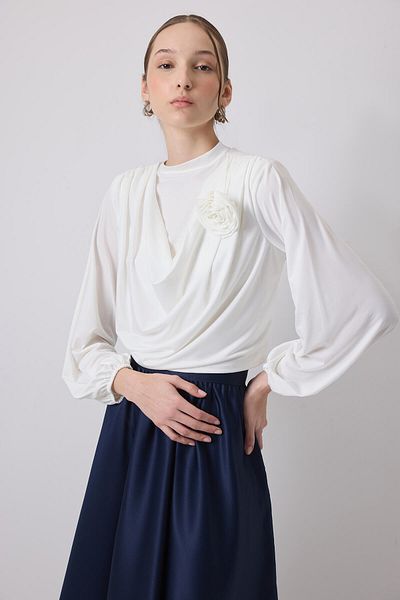 Touché Privé Rose Detailed Draped Bluz
