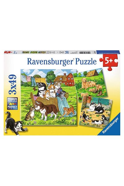 RAVENSBURGER Sweet Animals Puzzle - 3x49 Pieces,080021