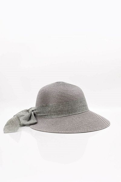 Külah Gray Straw Women's Hat - Bow Detail