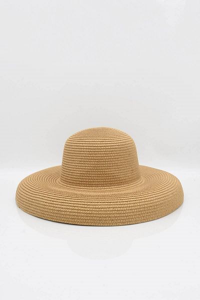 Külah Women's Wavy Brim Trend Camel Straw Hat