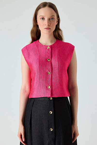 FEVER Kırışık dokulu gold düğmeli yelek