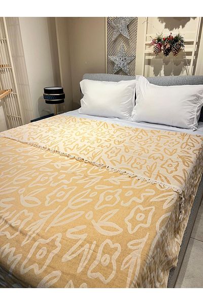 Explore Home Double Cotton Bedspread - Tangerine Yellow