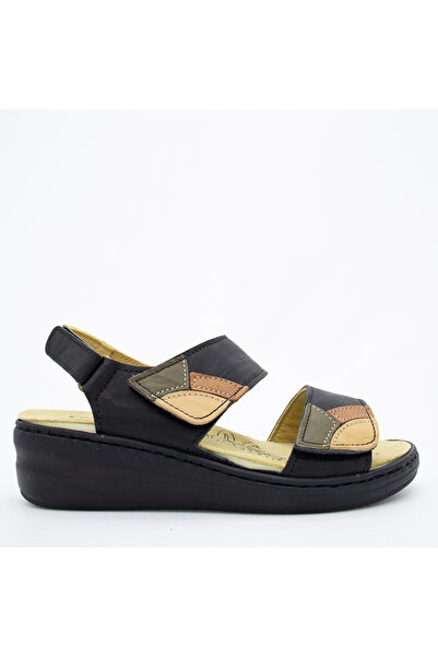 CONSUELO Papuci din piele cu talpă ortopedică Velcro 10403