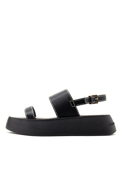 Armani Exchange Unisex Lightable Wrist Strap Black Sandals Eager Platform Upper Side Embossing Logo Xdp054 Xv