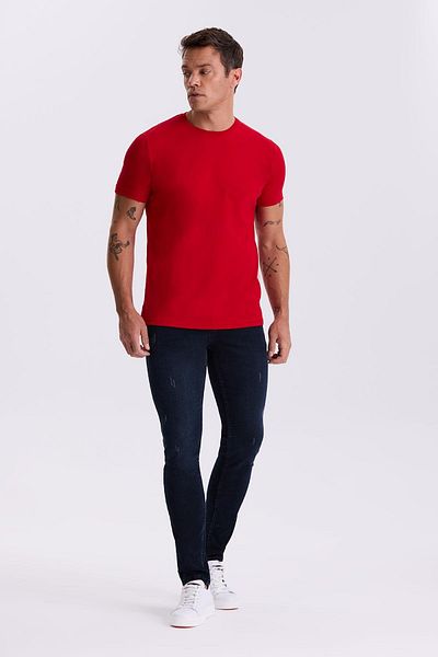 Jakamen Jean τζιν παντελόνι με λεπτή εφαρμογή Navy Blue που πλένεται από βαμβακερό στενό παντελόνι