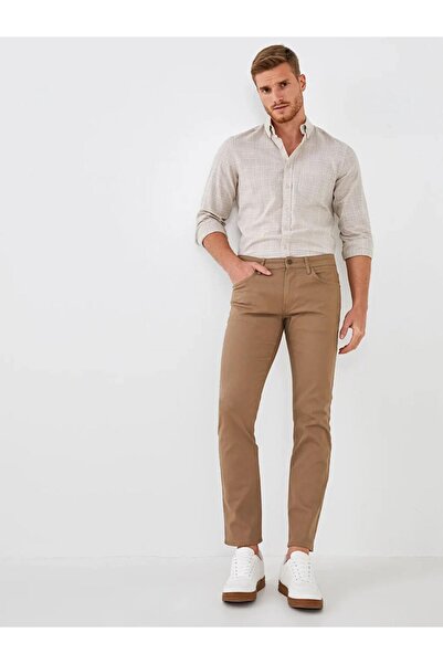 LC Waikiki LCWAIKIKI Classic Bej Dar Kalıp Gabardin Erkek Chino Pantolon