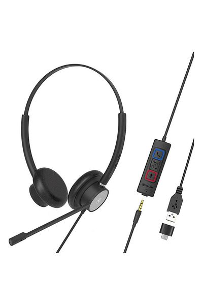 TELLUR Casti Tellur Voice 420, Binaural, USB Jack 3.5mm, Adaptor Type-C (Negru)