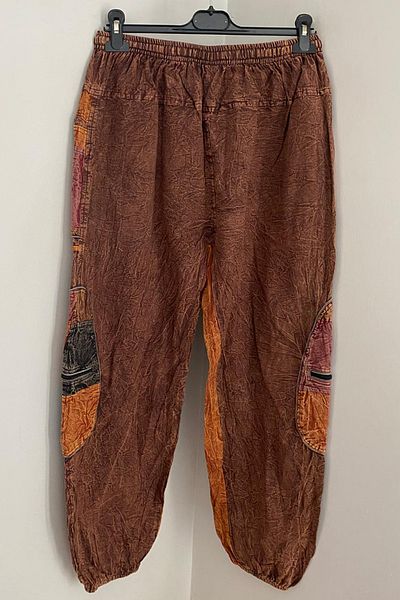AYASOFYA OTANTIK Unisex Nepal Kahvenek Ethnic Casual Hippie Bohemian παντελόνι με ελαστική μέση και πόδια με τσέπες με φερμουάρ