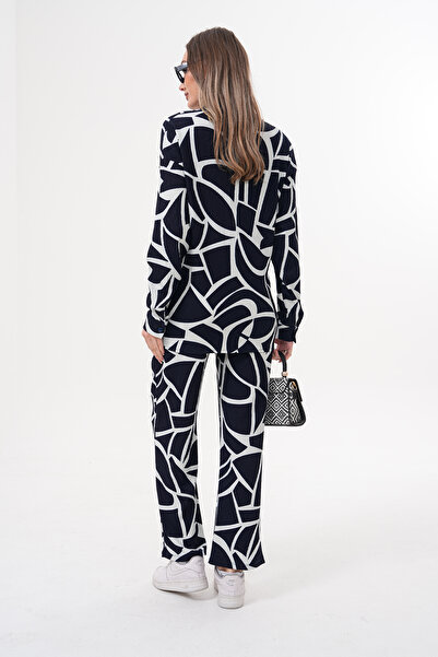 Miss Dünya Lissa Pregnant and Maternity Long Sleeve Printed Shirt Pants Top and Bottom Set