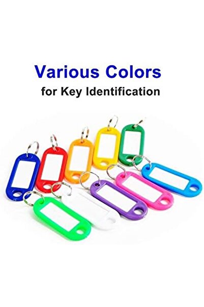 Generic HOMEE Key Tags, 50 Pack Tough Plastic ID Labels Keyring Keychain with Split Ring and White Label - 1