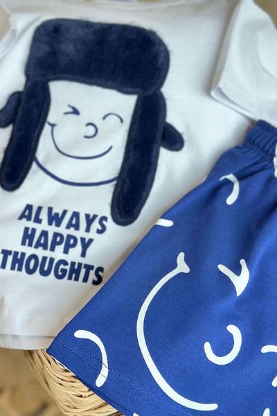 Lolliboomkids Boys 3D Plush Embroidery Ushanka Hat and Cotton T-Shirt Shorts Bottom Set