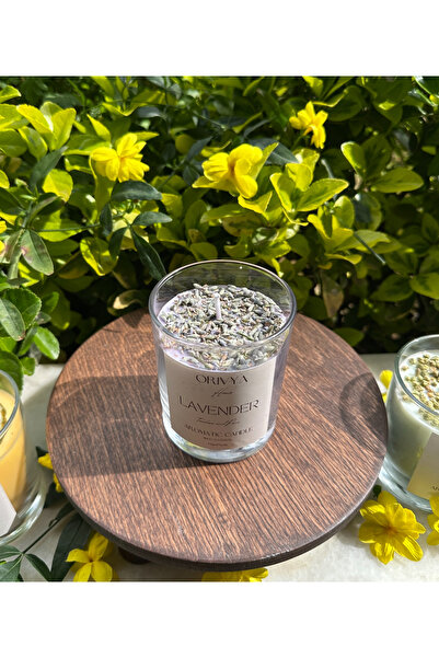 ORİVYA HOME Mor Cam Soya Wax El Yapımı 400gr Mum Lavanta Kokulu