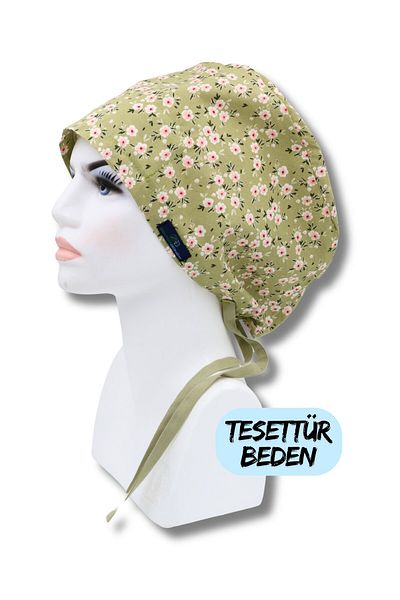 doktorbonem Hijab Size Green Flower Garden Bonnet Doctor Nurse Health Worker Hospital Bonnet