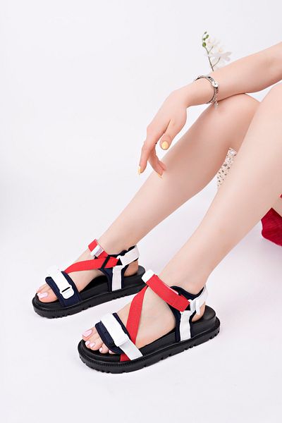 McDark Women's Black Red Velvet Sandals