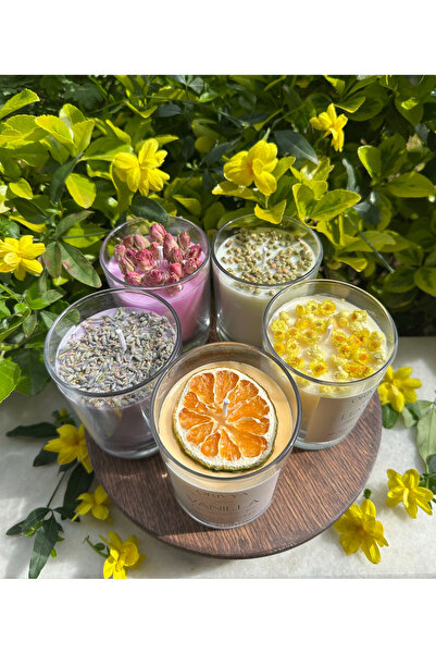 ORİVYA HOME 400gr Soya Wax (Vanilya ve Mandalina) Kokulu Turuncu Renk Cam Mum