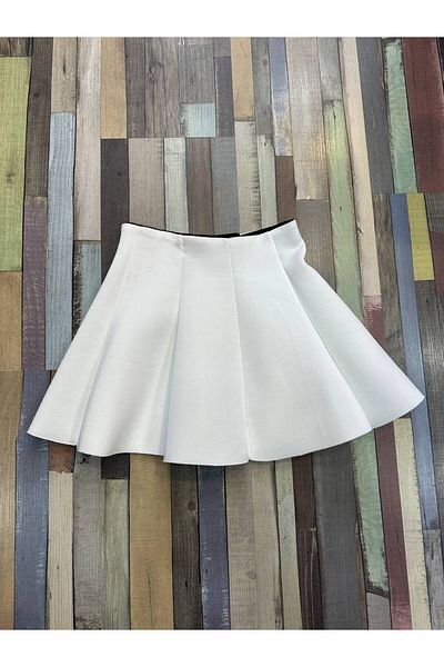 ESKİŞEHİR YUMURCAK Solid Color Diver Fabric Skirt
