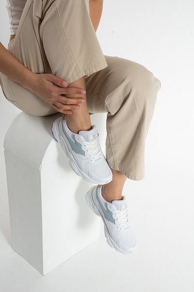 Getcho Pantofi sport casual pentru femei Marten, alb, albastru, pudra