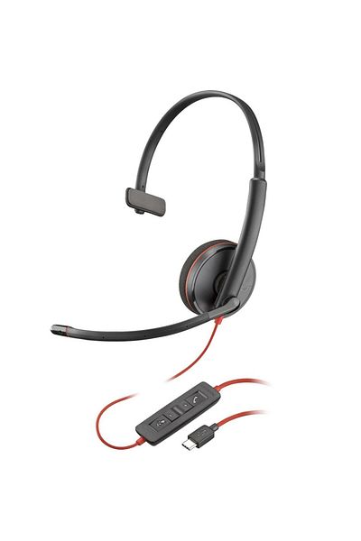 HP Casti call center Poly Blackwire 3210, Microfon, USB-C + Adaptor USB-C/A (Negru)