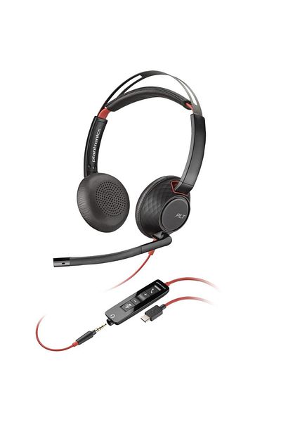 HP Call center Casti Poly Blackwire 5220, Jack 3,5 mm, Adaptor USB-C/A, Microfon (Negru)