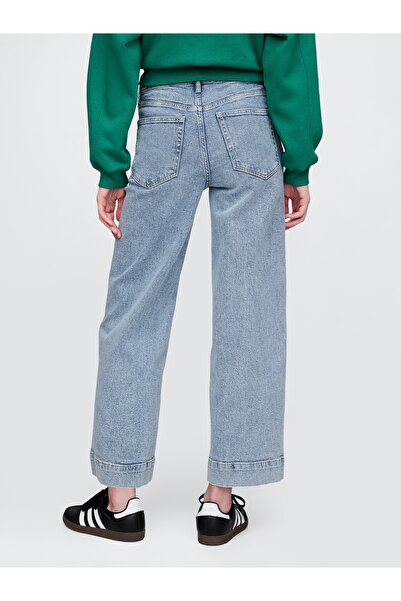 GAP Kadın Mavi High Rise Wide-Leg Jean Pantolon